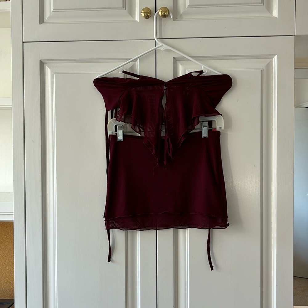 Edikted Burgundy Halter Dress